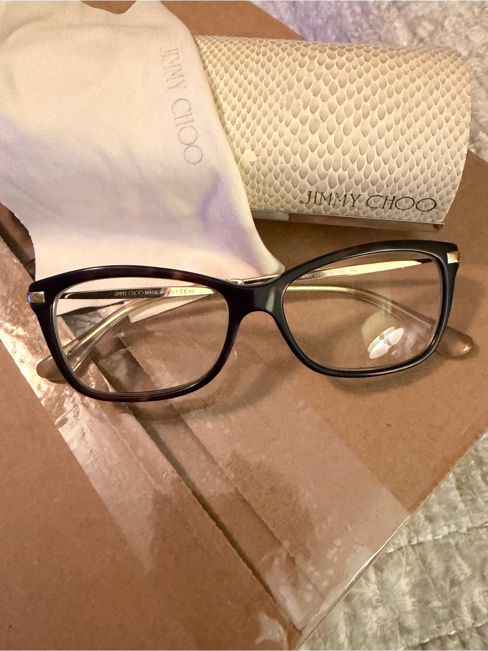 Jimmy Choo Women's Black Eyeglasses - Classic Rectangular Frame - Picture 2 of 9